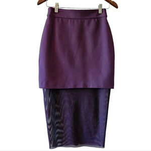 Elliatt Allure Sheer Paneled Cocktail Feminine Pencil Skirt In Plum Size Small.